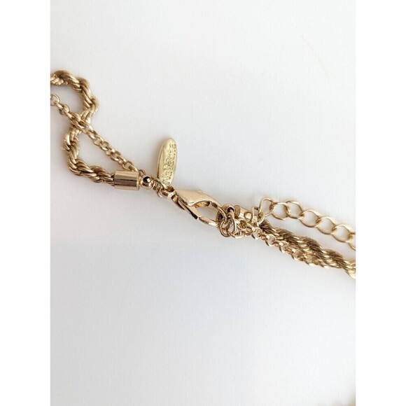 NATASHA Vintage Necklace Arrow Pendant Gold Blue 21" Inches Layered Faux Stone - Picture 8 of 8